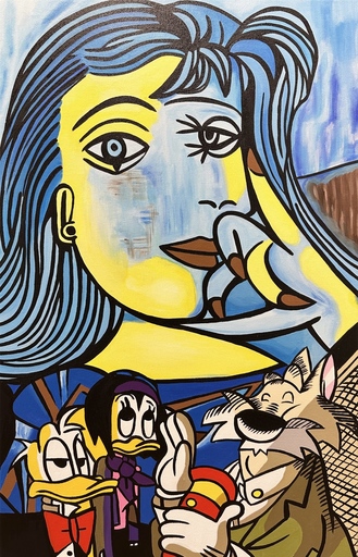 ERRÖ - Pintura - la femme bleue de Picasso