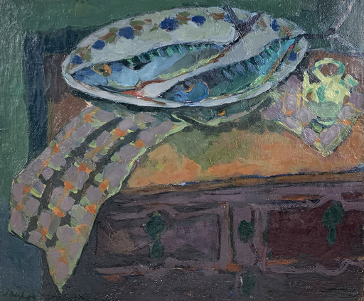 Jacques CHAPIRO - 绘画 - Still-life with fishes