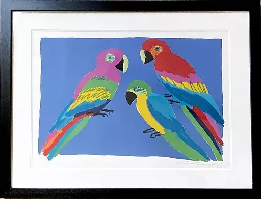 丁雄泉 - 版画 - Three Parrots 