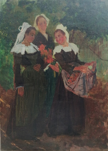Joseph Milner KITE - Gemälde - Les trois bretonnes