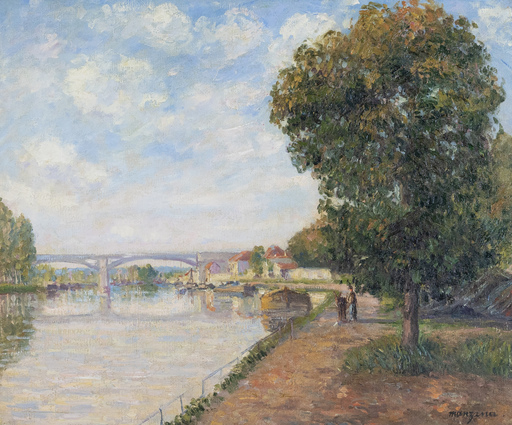Georges MANZANA-PISSARRO - 绘画 - Pont du Chemin de Fer à Moret