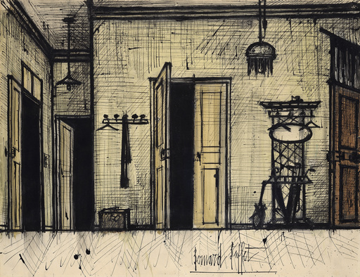 Bernard BUFFET - Drawing-Watercolor - Rendez-vous manqué, La porte ouverte