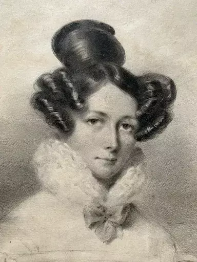 Hippolyte GARNIER - Disegno Acquarello - Portrait of Lola Montez