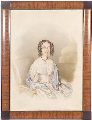 Josef BEKEL - Zeichnung Aquarell - Portrait of a Lady, 1842, Watercolor