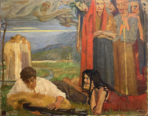 Emilio NOTTE - Gemälde - Allegoria, Firenze, 1910 ca