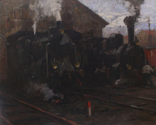 Leonhard SANDROCK - Gemälde - Lokomotivschuppen