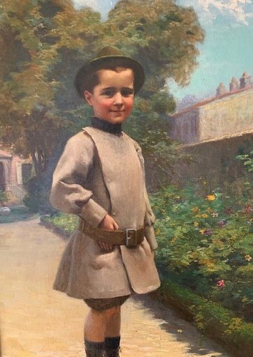 Alfred PLAUZEAU - Pintura - Portrait d'un jeune garçon
