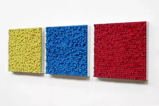 Reiner SELIGER - Sculpture-Volume - Kreidebilder gelb, blau und rot, klein