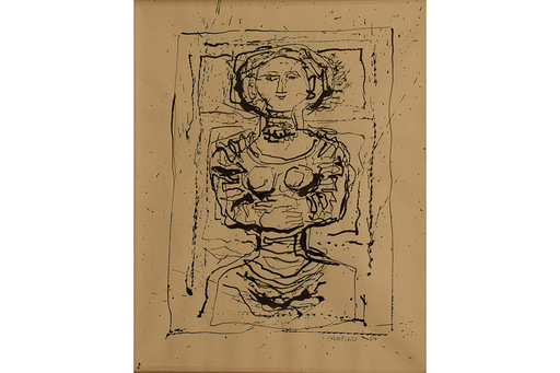Massimo CAMPIGLI - Drawing-Watercolor - Figura di donna