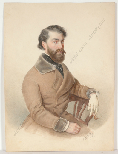 Friedrich WOLF - Miniatur - "Male portrait", watercolor, 1852