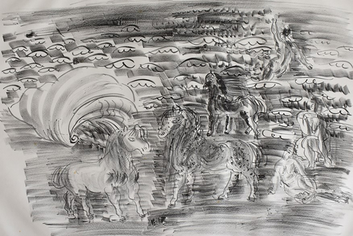 Raoul DUFY - Print-Multiple - Little Horses, Bathers and Seashell