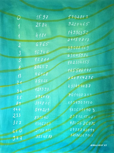 Anastasia VASILYEVA - Painting - Fibonacci numbers from Science Art Collection