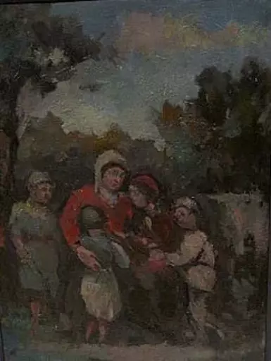 Walter KAISER - Pintura - Mutter mit vier Kindern. 