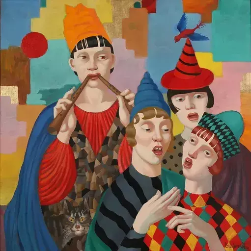 Valery SHUVALOVA - Painting - Musicians