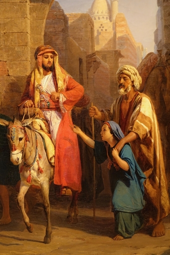 Edouard Henri GIRARDET - Pittura - Young beggar girl in a street of Cairo - E.GIRARDET, 1845