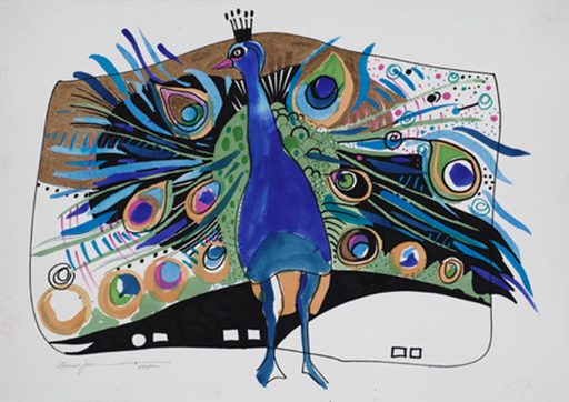 Leonore ZIMMERMANN - Disegno Acquarello - Pfau (Peacock - Bird)
