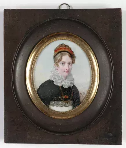 Charles Guillaume BOURGEOIS - Miniatura - "Portrait of a French Lady" miniature