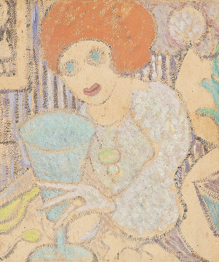Juliette ROCHE - Painting - Frau mit Sektglas