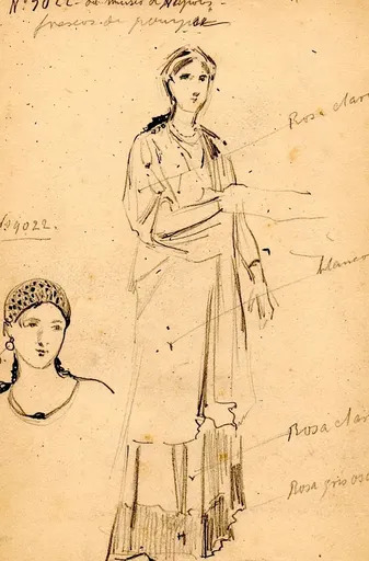 Ulpiano CHECA Y SANZ - Drawing-Watercolor - Archéologie -Pompéi-Pompeya -Rome