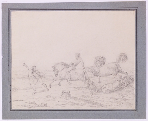 Friedrich Leonhard LEHMANN - Drawing-Watercolor - "Horses Running Wild" by Friedrich L. Lehmann 
