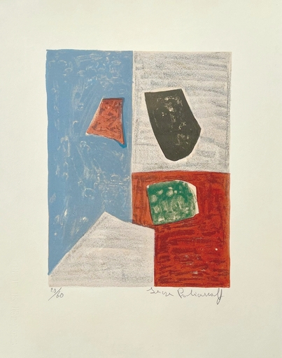 Serge POLIAKOFF - Stampa-Multiplo - Composition rose, rouge et bleue L17 