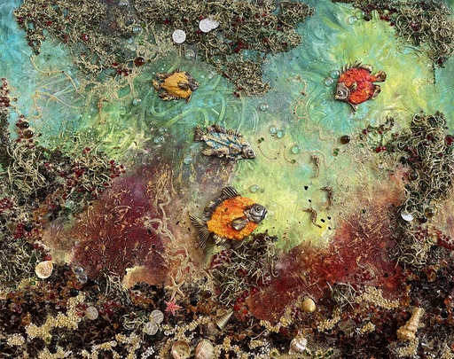 Diana MALIVANI - Peinture - Sea Landscape. Collage
