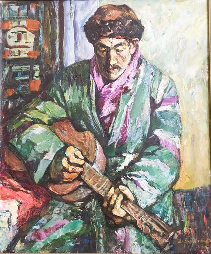 LI Huaying - Peinture - 'Old Man Playing the Bayin'-弹琴老人