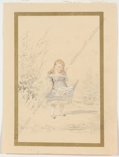 Andrew PICKEN - Disegno Acquarello - "Little art lover", watercolor, 1840s