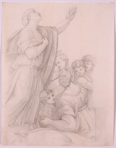 Franz Xaver NAGER - Dibujo Acuarela - "Religious Study", 1821