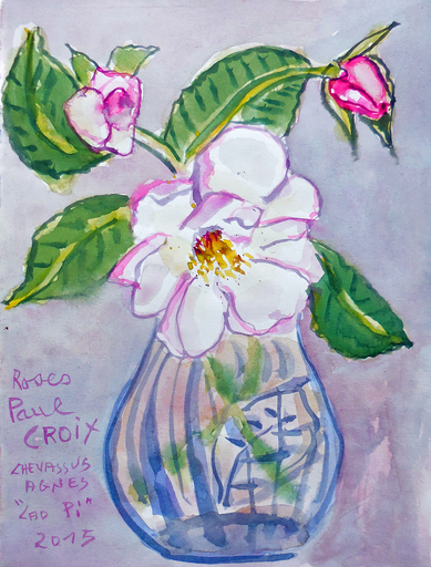 Jean-Pierre CHEVASSUS-AGNES - Zeichnung Aquarell - bouquet de roses Paul CROIX ( Bourg Argental Loire )