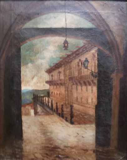 Lino MARTINEZ VILLAFINEZ - Painting - HOSTAL SANTIAGO
