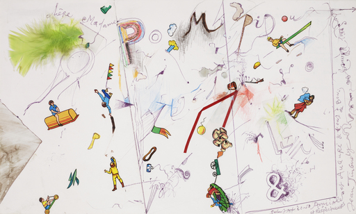 Jean TINGUELY - Drawing-Watercolor - Composition pour Claude Pompidou