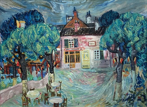 Carlos NADAL - Painting - CAFÈ L`AURORE 