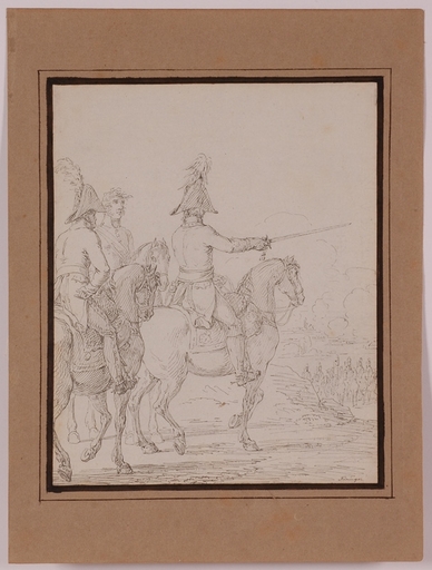 Vincenz Georg KININGER - Zeichnung Aquarell - "Archduke Charles in the Battle of Aspern" , ca 1810
