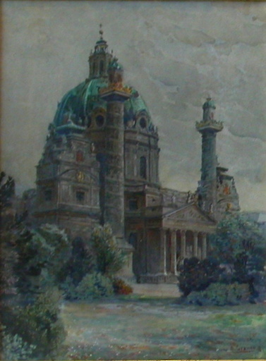 Ernst GRANER - Zeichnung Aquarell - "Karlskirche"