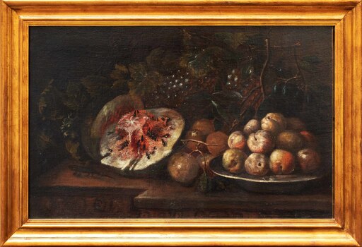 Paolo PAOLETTI - 绘画 - Still Life with Fruits on a Shelf