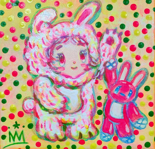 Seung-Hun SHIN - Painting - Bunny Chunja and Pink Rabbit