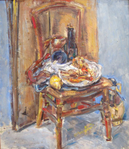 Léopold KRETZ - Painting - Still Life on a Chair