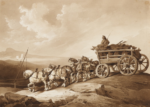 泰奥多尔·席里柯 - 水彩作品 - Le Chariot à charbon