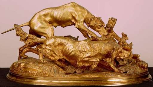 Jules MOIGNIEZ - Sculpture-Volume - Dogs Hunting a Rabbit