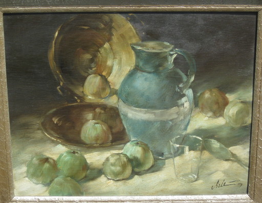 Gerhard DICKMEIS - Gemälde - Stilleben mit Äpfeln und Krug