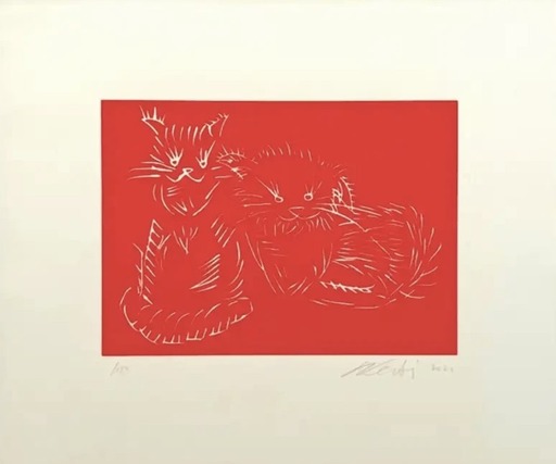 AI Weiwei - Druckgrafik-Multiple - Cats, red