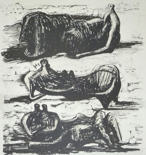 亨利•摩尔 - 版画 -  Three Reclining Figures, from: Poetry