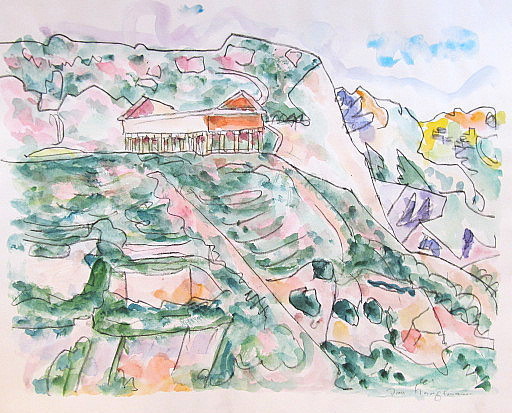 Ivo HAUPTMANN - Drawing-Watercolor - Griechischer Tempel im Süden. 