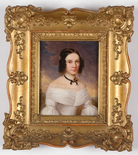 Leopold FERTBAUER - Pittura - "Portrait of a Young Lady", ca. 1840, Oil on Ivory