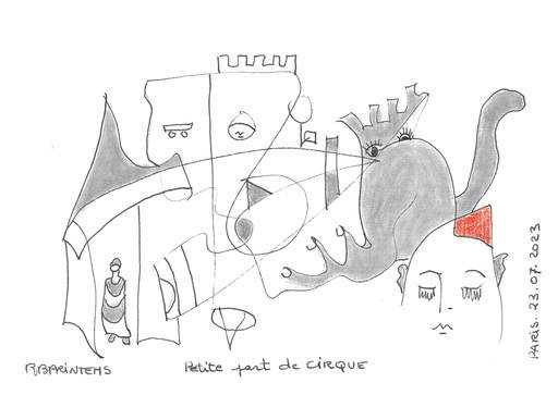 Reine BUD-PRINTEMS - Zeichnung Aquarell - "Petite part de CIRQUE"