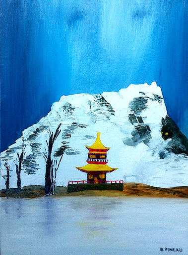 Bernard PINEAU - Peinture - H033P20 Chaman au Tibet