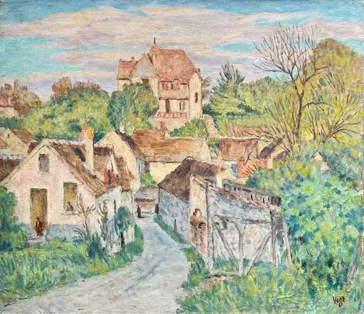 Lucien VOGT - Painting - Village au soleil (Bourron Marlotte ?)