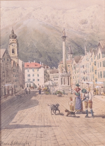 Hans GÖTZINGER - Dessin-Aquarelle - "Innsbruck/Tyrol", Watercolor, late 19th Century