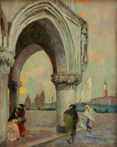 Rodolfo PAOLETTI - Painting - Vicino al palazzo dei Dogi a Venezia